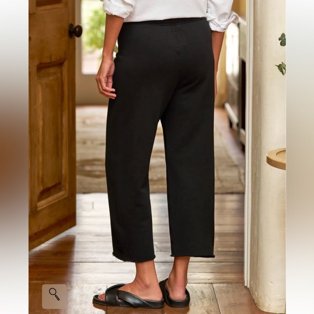 Frank & Eileen Black Wide-Leg Cropped Drawstring Track Pants - Picture 6 of 14